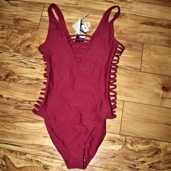 Volcom GMJ X 1peice swimsuit - size M - maroon - Picture 2 of 6